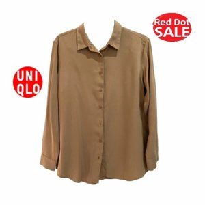🔴UNIQLO - Soft Brushed Long Sleeve Camel Shirt - Size L